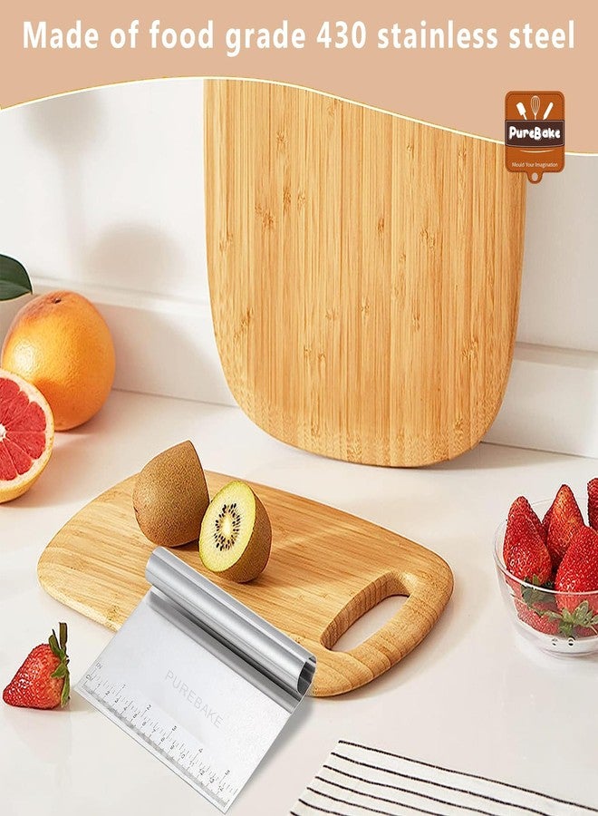 PureBake Stainless Steel Bench Scraper and Dough Cutter - Multi-Purpose Kitchen Tool with Contoured Grip for Baking and Cooking - 1 PCS - Image 3