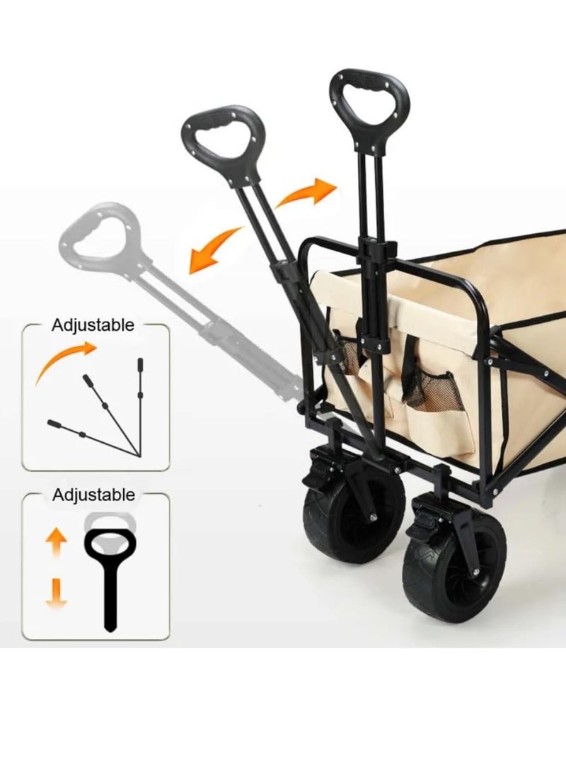 عربة قابلة للطي فاخرة بسعة 110 لتر - عجلات بعرض 7 سم لجميع التضاريس، حمولة 220 رطل - قابلة للطي بشكل مضغوط لتخزين السيارة - الحديقة، التخييم، ناقل معدات الشاطئ - Image 3