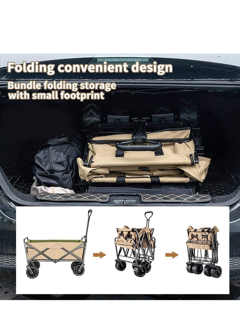 عربة قابلة للطي فاخرة بسعة 110 لتر - عجلات بعرض 7 سم لجميع التضاريس، حمولة 220 رطل - قابلة للطي بشكل مضغوط لتخزين السيارة - الحديقة، التخييم، ناقل معدات الشاطئ - Image 4