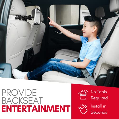 Macally Tablet Holder for Car Headrest - Adjustable iPad Headrest Mount for Car - Super Secure Car iPad Holder Backseat Kids - Fits All 4.7-12.9" Back Seat Devices (iPad Pro/Air/Mini, Nintendo Switch) - Image 2