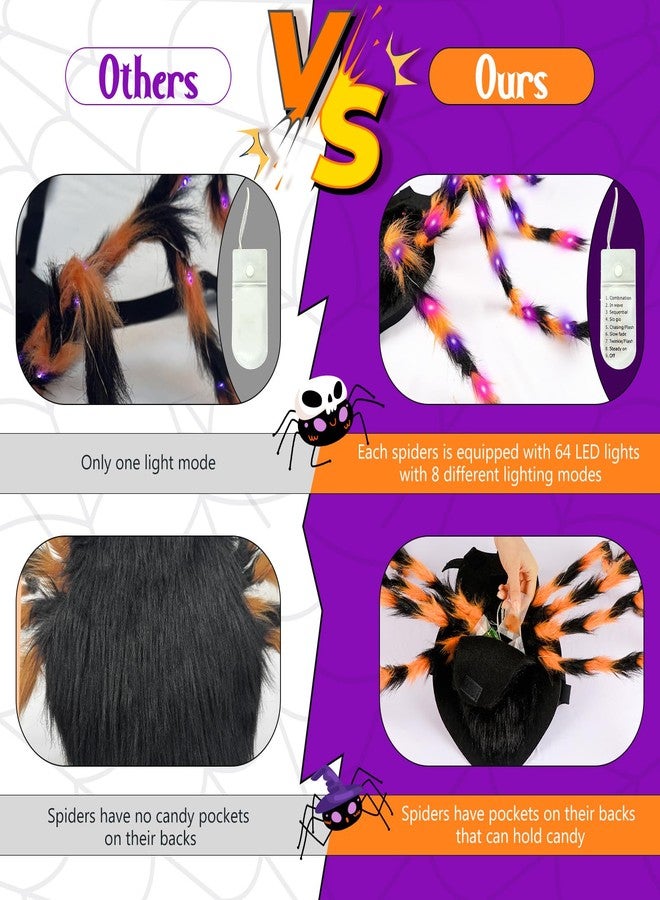 OurWarm Dog Halloween Costumes for Pets 64 LED Furry Giant Dog Spider Costume Funny Dogs Costumes for Medium Large Dogs Halloween Party Decor Puppy Pets Outfits Cosplay - Image 5