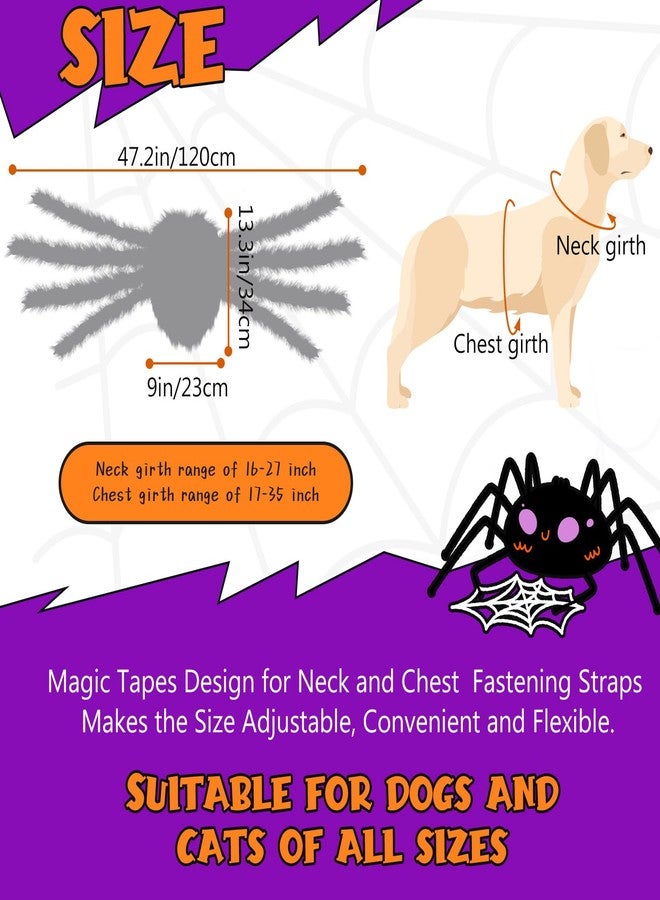 OurWarm Dog Halloween Costumes for Pets 64 LED Furry Giant Dog Spider Costume Funny Dogs Costumes for Medium Large Dogs Halloween Party Decor Puppy Pets Outfits Cosplay - Image 3