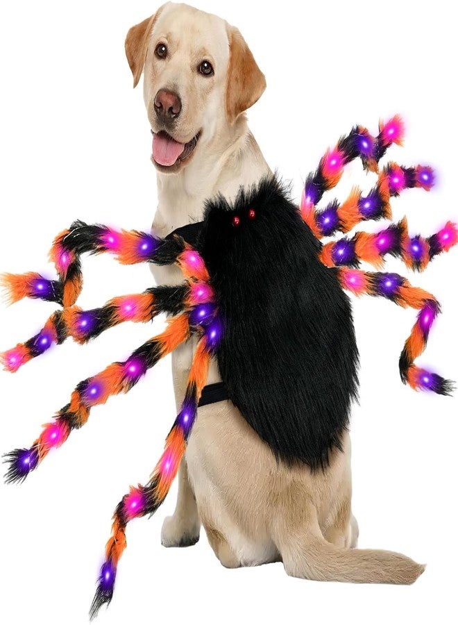 OurWarm Dog Halloween Costumes for Pets 64 LED Furry Giant Dog Spider Costume Funny Dogs Costumes for Medium Large Dogs Halloween Party Decor Puppy Pets Outfits Cosplay - Image 1