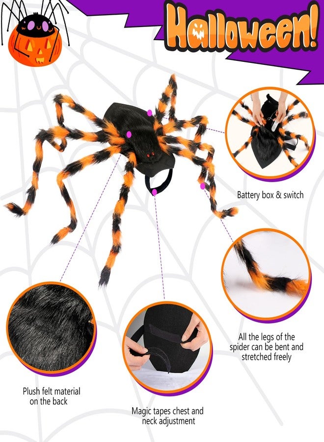 OurWarm Dog Halloween Costumes for Pets 64 LED Furry Giant Dog Spider Costume Funny Dogs Costumes for Medium Large Dogs Halloween Party Decor Puppy Pets Outfits Cosplay - Image 4