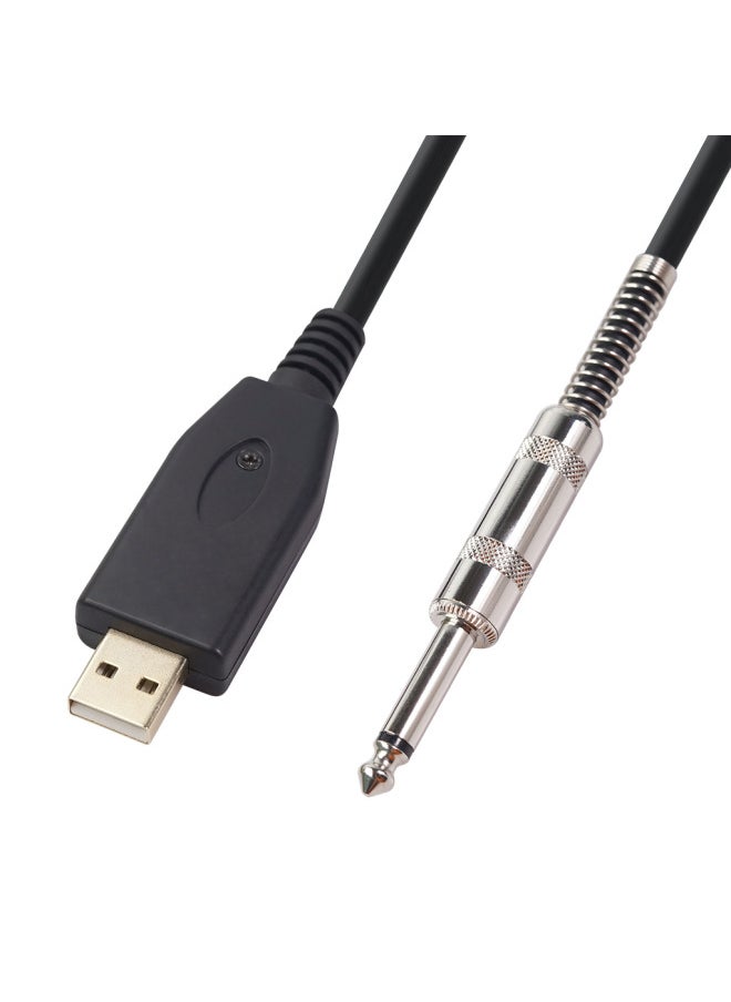Generic Supply Computer USB To 6.35 Electric Guitar Recording Cable USB To Carnong Audio Cable Can Be Fixed-Color:Black-Length:2 M  - Image 1