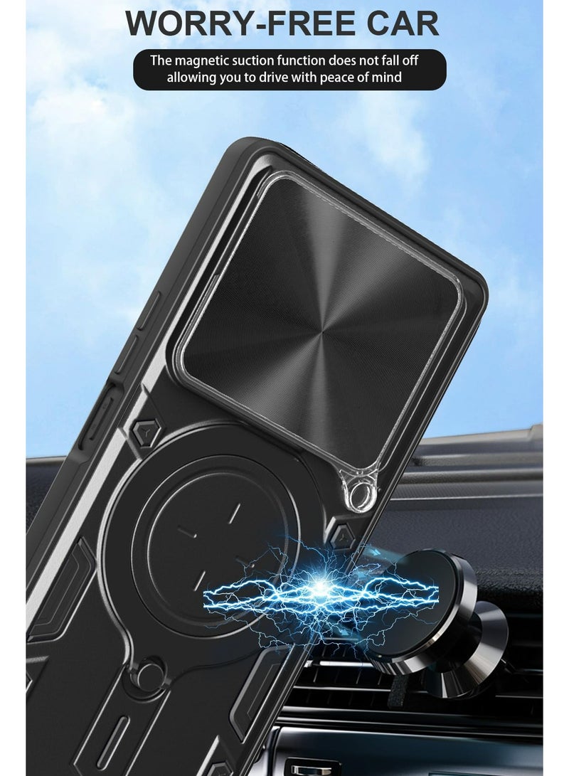 اليشمك Mobile Phone Case Cover for Infinix GT20 Pro 5G, Slide Camera Lens Cover, 360°Rotating Kickstand Ring, Bumper Shockproof Phone Case，Compatible with Car Magnetic Mount Mobile Phone Case For Infinix GT20 Pro 5G Black - Image 2