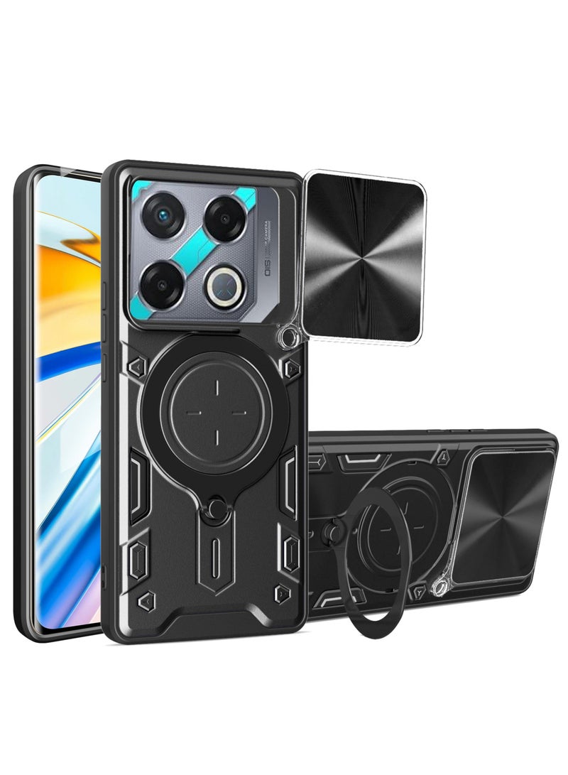 اليشمك Mobile Phone Case Cover for Infinix GT20 Pro 5G, Slide Camera Lens Cover, 360°Rotating Kickstand Ring, Bumper Shockproof Phone Case，Compatible with Car Magnetic Mount Mobile Phone Case For Infinix GT20 Pro 5G Black - Image 1