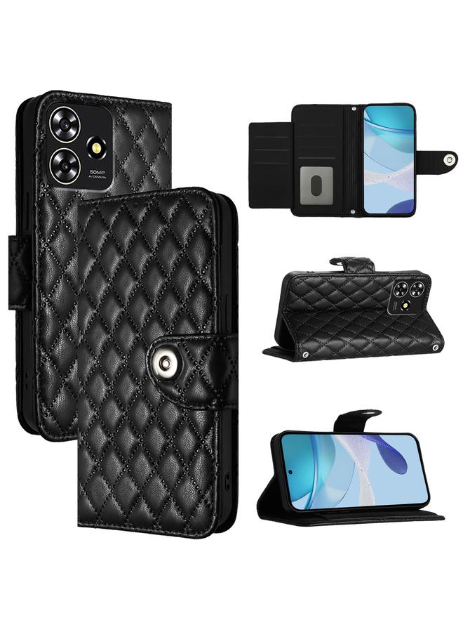 The Bros Case For ZTE Blade A73 4G Rhombic Texture Flip Leather Phone Case with Lanyard