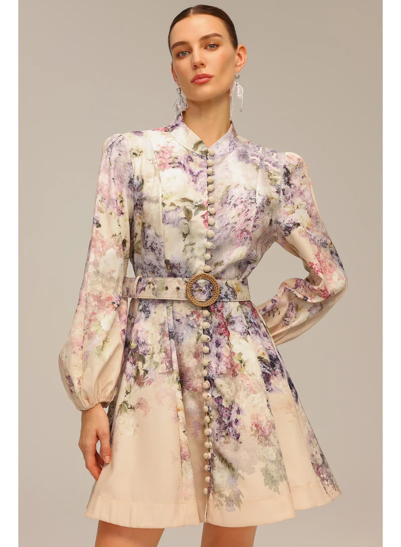 Bella Barnett Patti Long Sleeve Floral Printed Mini Dress