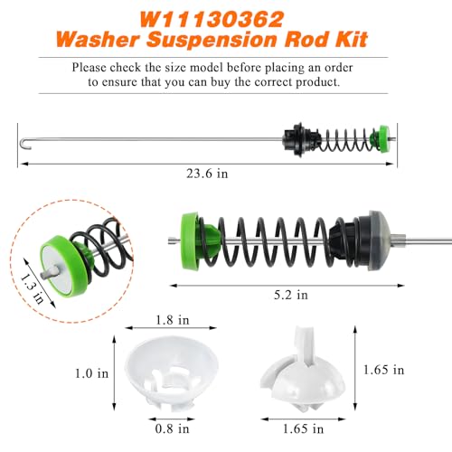 Blutoget Updated W11130362 WTW5000DW2 WTW5000DW3 Washer Suspension Rod Kit by Blutoget-Washer Shock Absorbers Fit for Whirlpool WTW5000DW1 WTW5000DW0 Kenmore Maytag MVWX655DW1 MVWC565FW1 W10594080 W10780040 - Image 5