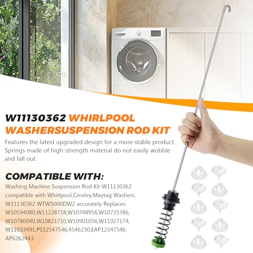 Blutoget Updated W11130362 WTW5000DW2 WTW5000DW3 Washer Suspension Rod Kit by Blutoget-Washer Shock Absorbers Fit for Whirlpool WTW5000DW1 WTW5000DW0 Kenmore Maytag MVWX655DW1 MVWC565FW1 W10594080 W10780040 - Image 3