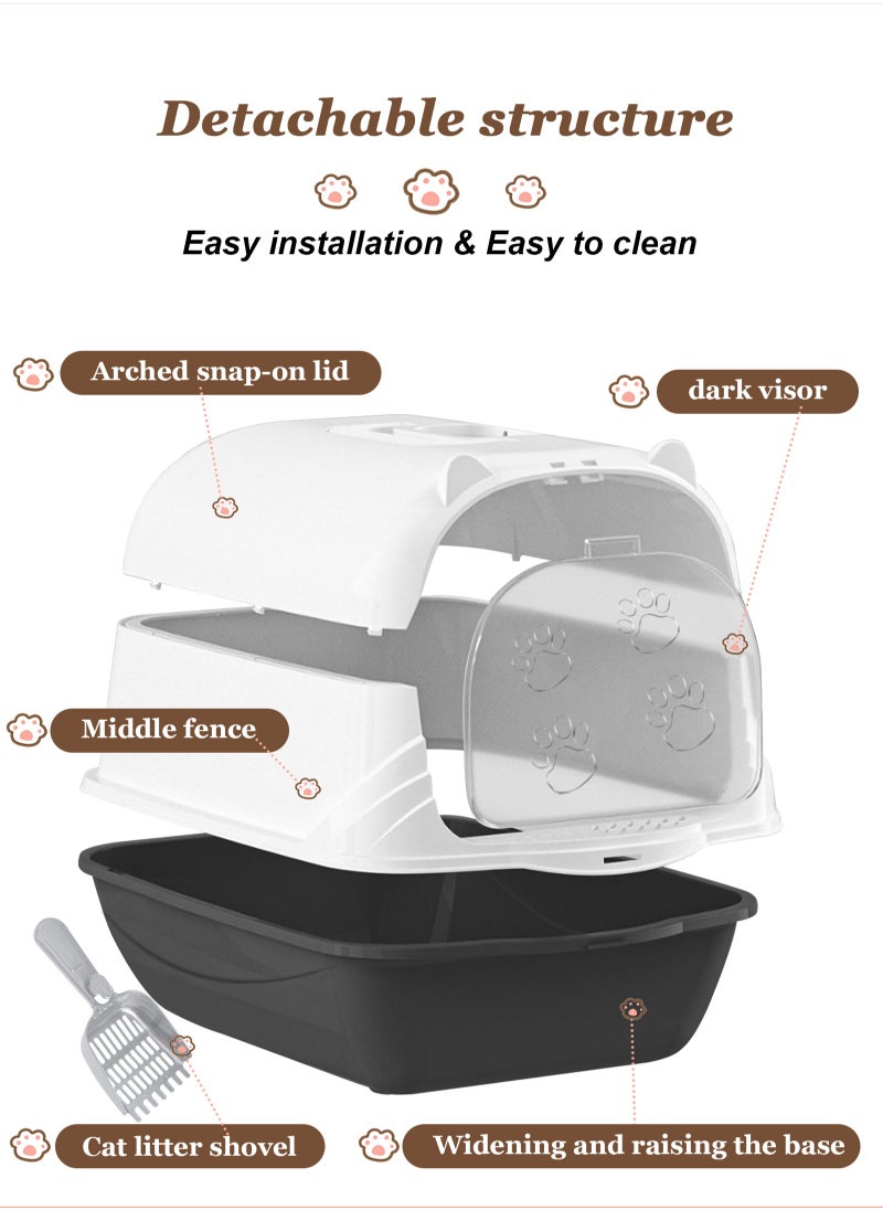 URbazaar Enclosed Cat Litter Boxes Plastic Cat Litter Box with Lid and Door Closed Anti-Splshing Standard Kitten Toilet with Sifting Pedal and Litter Scoop for Kitty  - Image 3