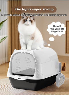 URbazaar Enclosed Cat Litter Boxes Plastic Cat Litter Box with Lid and Door Closed Anti-Splshing Standard Kitten Toilet with Sifting Pedal and Litter Scoop for Kitty  - Image 5