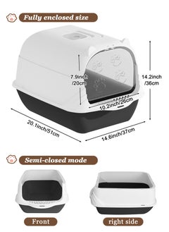 URbazaar Enclosed Cat Litter Boxes Plastic Cat Litter Box with Lid and Door Closed Anti-Splshing Standard Kitten Toilet with Sifting Pedal and Litter Scoop for Kitty  - Image 2