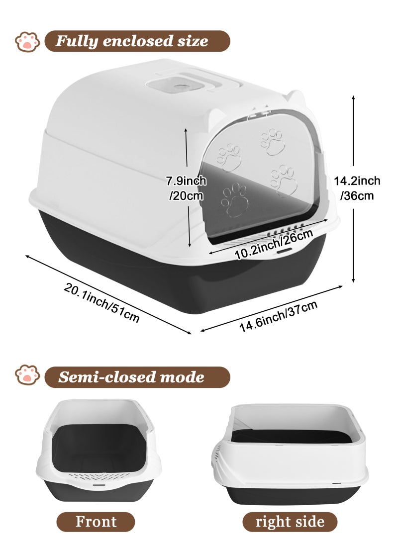URbazaar Enclosed Cat Litter Boxes Plastic Cat Litter Box with Lid and Door Closed Anti-Splshing Standard Kitten Toilet with Sifting Pedal and Litter Scoop for Kitty  - Image 2