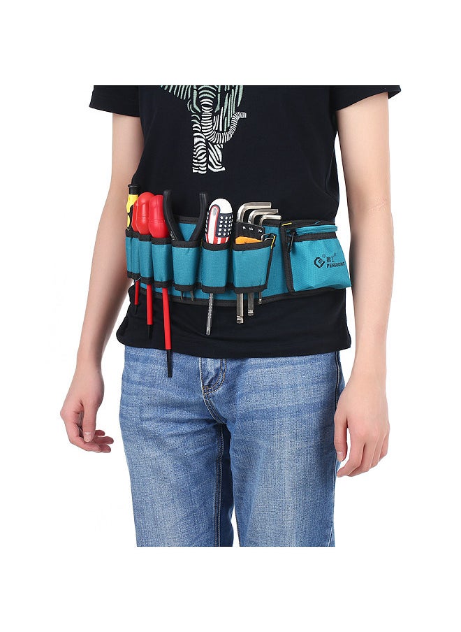 PENGGONG Multi-functional Waist Tool Bag Pockets Pouch Organizer Oxford Canvas Chisel Repairing Tool Pockets with Belt Wearable & Waterproof for Carpenter Hammer Electrician Repair Tools  - Image 2