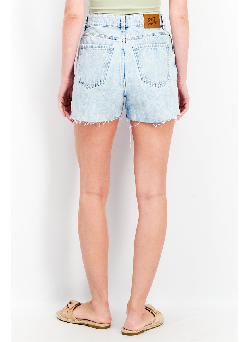Don't Call Me Jennyfer - Women Mom Fit Ripped Shorts, Blue Wash - Image 1