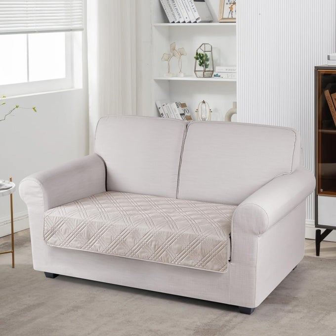 100 WATERPROOF COUCH CUSHION COVER REVERSIBLE SOFA SEAT COVER FOR DOGS PETS CHAISE COUCH COVER FOR SECTIONAL SOFA U SHAPE COUCH FURNITURE PROTECTOR SOFA SLIPCOVERLOVESEAT CREAM