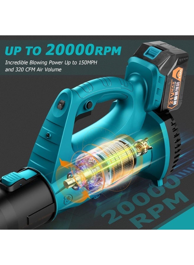 Leaf Blower Cordless– 320CFM 150MPH Leaf Blower Cordless with Battery and Charger | Lightweight Yard Cleaner | Powerful Blower for Outdoor and Snow Blowing - Image 5