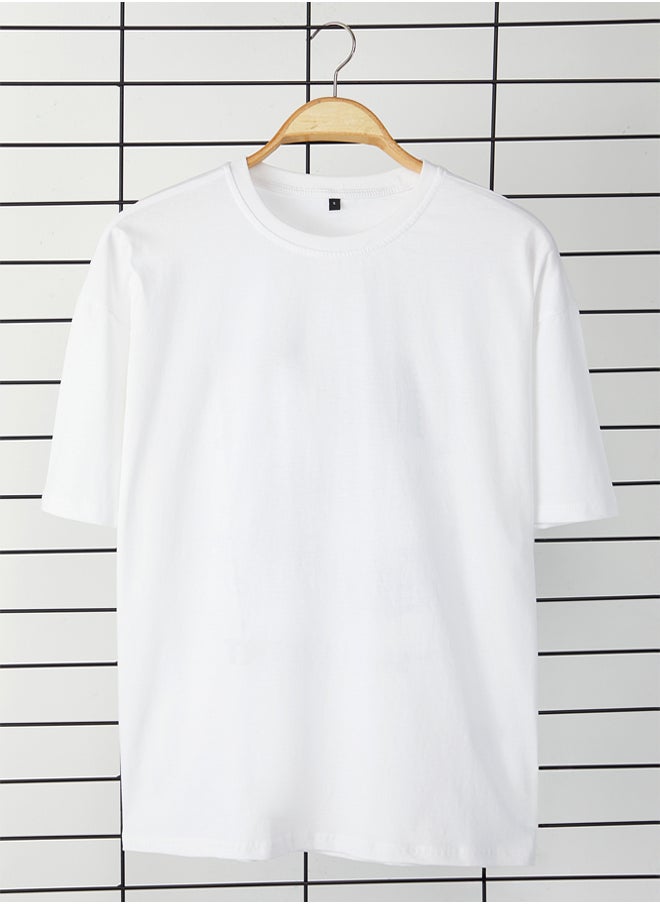 trendyol White  Oversize/Wide Cut Short Sleeve Galaxy Back Print 100% Cotton  - Image 4