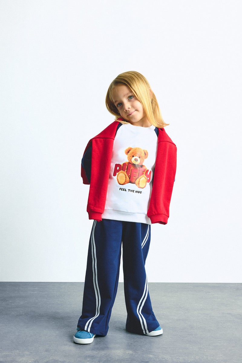 DeFacto Blue BabyGirl Baby Girl 100% Cotton Regular Fit Teddy Bear 2 Piece Set Casual - Image 2
