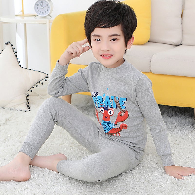 Children'S Children'S Wear Baby'S Mid-Collar Cotton Autumn Pants Children'S Inner Warm Base Shirt Low Collar Home Clothes - Image 1
