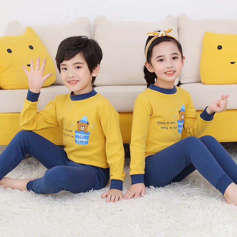 Children'S Children'S Wear Baby'S Mid-Collar Cotton Autumn Pants Children'S Inner Warm Base Shirt Low Collar Home Clothes - Image 3