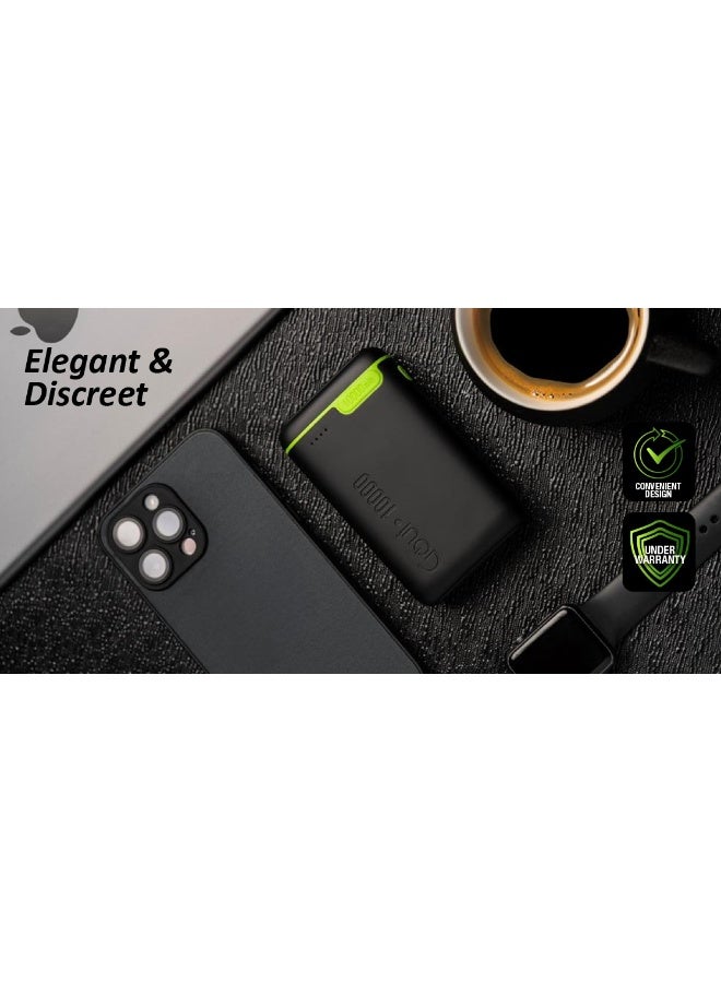 Goui 10000 مللي أمبير (عبوة من 2) شاحن كيجو المحمول – شحن متزامن للهواتف الذكية، والأجهزة اللوحية، وأجهزة الألعاب، والبلوتوث والمزيد – تصميم مدمج وصديق للسفر للطاقة في أي مكان - أسود - Image 5