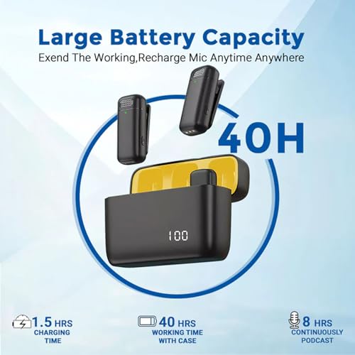 CHAMPKIA K6 2.4GHz Dual Wireless Microphone System | 30M Range Noise Cancellation Lavalier Mic for YouTube, Live Streaming, and Content Creation | Compatible with All Smartphones (Black) - Image 3