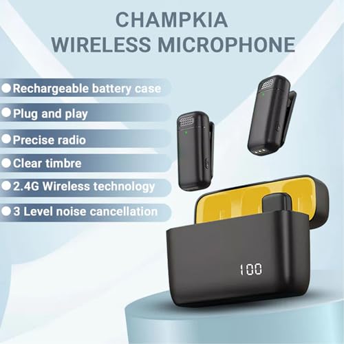 CHAMPKIA K6 2.4GHz Dual Wireless Microphone System | 30M Range Noise Cancellation Lavalier Mic for YouTube, Live Streaming, and Content Creation | Compatible with All Smartphones (Black) - Image 5