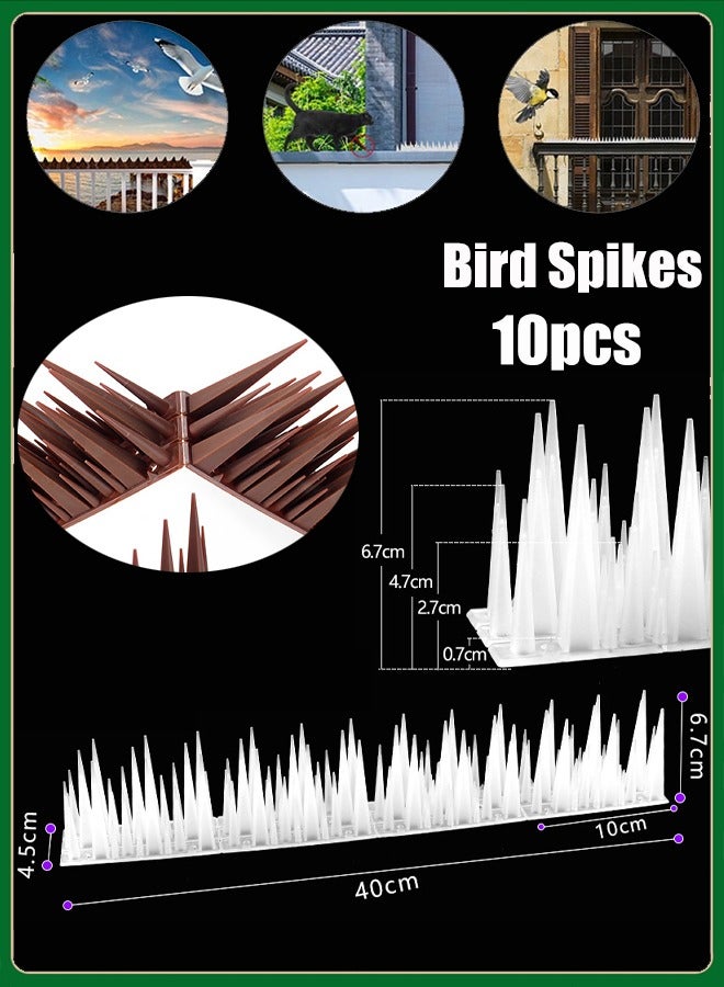 Bird Spikes Tall Bird Spikes Deterrent, Bird Deterrent Spikes for Squirrel Cat Raccoon Animal, Pigeon Spikes for Outside Fences and Roofs to Keep Birds Away Plastic Anti Bird Spikes for Outside to Keep Birds Away Pigeon Spikes Bird Nest Preventer for Roof, Sill, Patio - Image 1