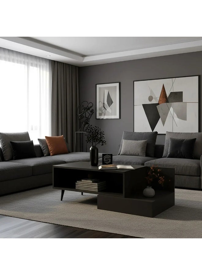 Stylish Home Luxurious black coffee table - CT55 50x90x40 cm - Image 2