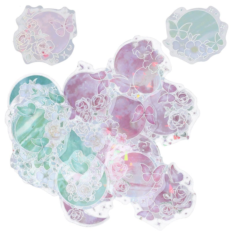 Pink Cosmic Moonlight Holographic Foil Scrapbook Stickers 2 Pack Journal DIY Craft - Image 2