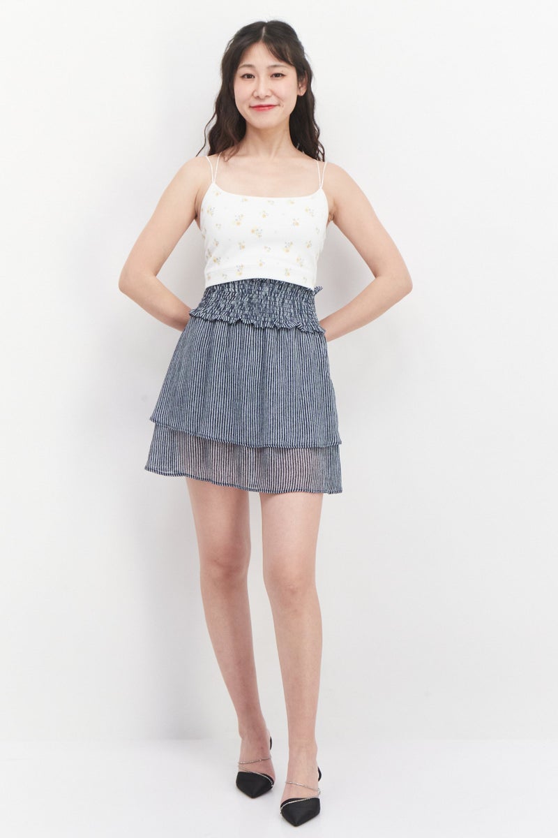 DKNY Women Stripes Mini Skirts, Navy Blue Combo - Image 4