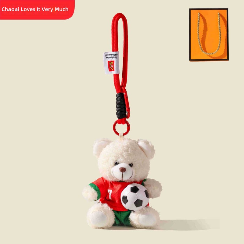 Cross-Border Fan Keychain with Cristiano Ronaldo, Real Madrid & World Cup Bear  Doll - Image 1