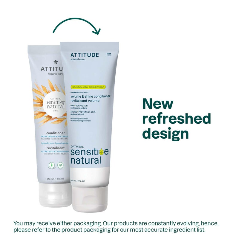 ATTITUDE Extra Gentle Hair Conditioner for Sensitive Dry Scalp, Soothing Oat, Naturally Derived Ingredients, Dermatologically Tested, Vegan Detangler, 8 Fl Oz - Image 2