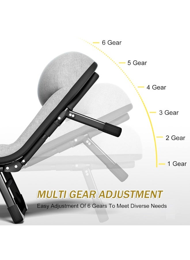 سرير قابل للطي مع مرتبة من إسفنج الذاكرة، سرير تخييم قابل للطي مع وسادة ووسادة، سرير داخلي خارجي متين، أسرّة ضيوف قابلة للطي محمولة (رمادي كبير مع وسادة) - Image 4