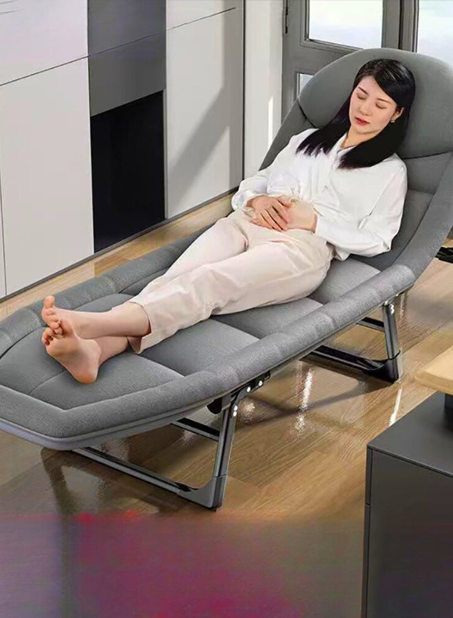 سرير قابل للطي مع مرتبة من إسفنج الذاكرة، سرير تخييم قابل للطي مع وسادة ووسادة، سرير داخلي خارجي متين، أسرّة ضيوف قابلة للطي محمولة (رمادي كبير مع وسادة) - Image 2