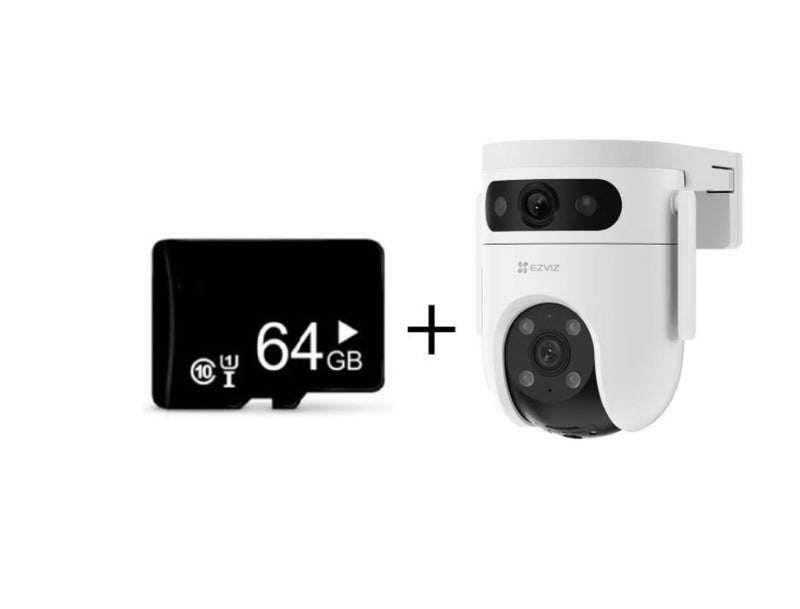 Camera 3K Dual Lens Camera with Wide Top Lens Top Lens for Zoom and Tilt Auto Rotation to Track Person Detection from Top Lens Recording Lock 8x Zoom Color Night Vision Two Way Talk 64GB Memory Card H.265 Technology Fall Leaf and Insect Reduction Alerts - Image 1