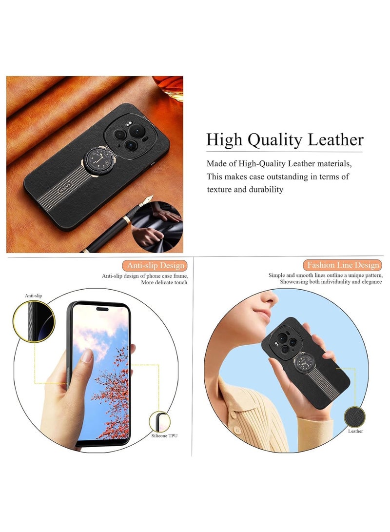 General Case Compatible with Honor Magic 6 Pro Case Leather with Ring Holder, Slim Cover Anti-Slip Silicone Shockproof Protective Cover for Honor Magic 6 Pro  - Image 2
