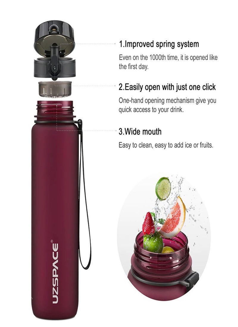 UZSPACE Sports Water Bottle Bpa Free Portable Leakproof Plastic Drinkaware Tour Gym Colorful Hi Grade Eco Friendly Direct Drinking Bottle  - Image 3