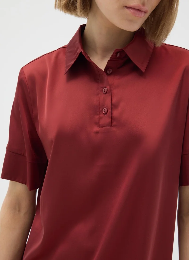 Ovs  RED SATIN REGULAR FIT SHIRT for Women | Best Price UAE