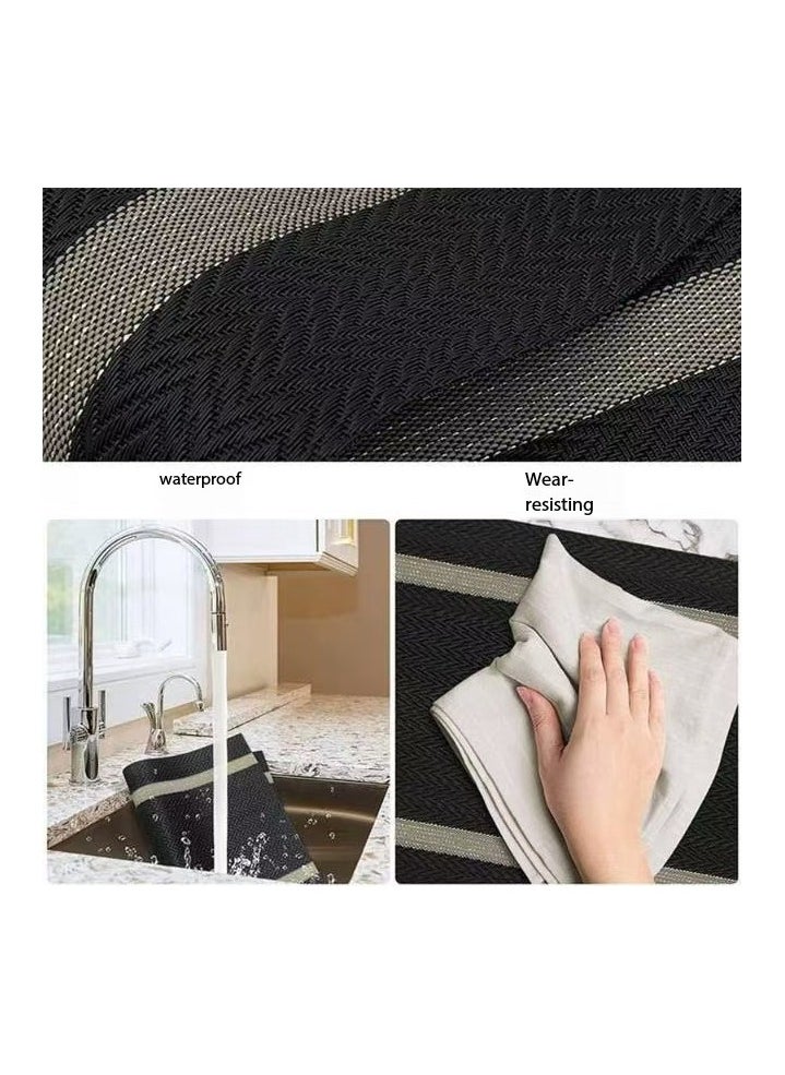 DELGREEN Black Placemats Set of 6 - Washable Easy Clean Vinyl Placemats - Heat Resistant PVC Place Mats - Table Mats for Dining Table  - Image 3
