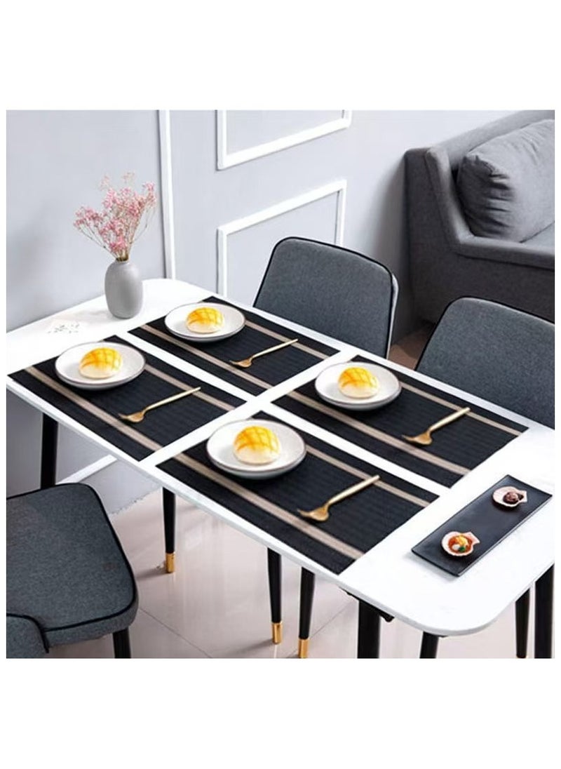 DELGREEN Black Placemats Set of 6 - Washable Easy Clean Vinyl Placemats - Heat Resistant PVC Place Mats - Table Mats for Dining Table  - Image 5