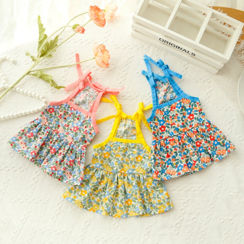 Pet Summer Thin Clothes Cat Strap Floral Dress Summer Small Dog Teddy Cat Vest - Image 4
