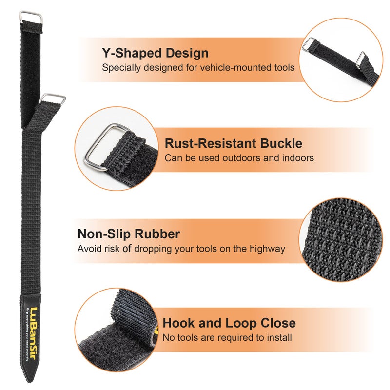 LuBanSir 4 Pack Shovel Holder for Roof Rack, 12" Adjustable Hook and Loop Straps for Mounting Tools and Equipment 0.86â€ to 2â€ in Diameter - Image 2
