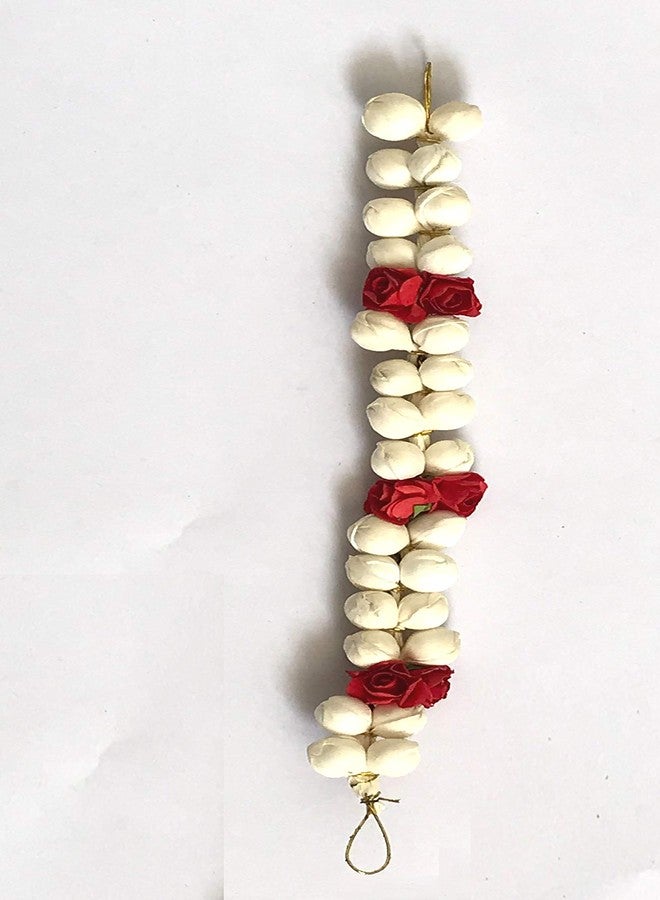 AROOMANArtificial Gajra Juda Bun Hair Accessories For Women And Girls Wedding Festival Use Hair Gajra For Gift Red & White Color - Image 2