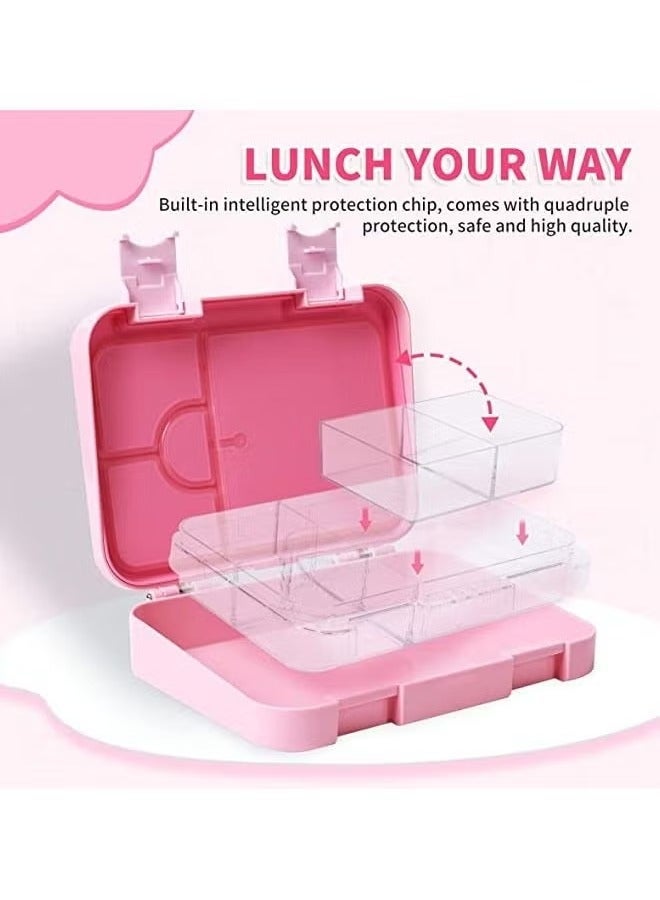 Arabest Lunch Box Kids With Lunch Box Bag, Bento Box Adult Lunch Box, 4/6 Compartment Bento Lunch Box, Food Containers for School/Work/Travel/Picnic, Leak-Proof, Reusable ,BPA-Free ,Microwave Dishwasher (pink) - Image 4