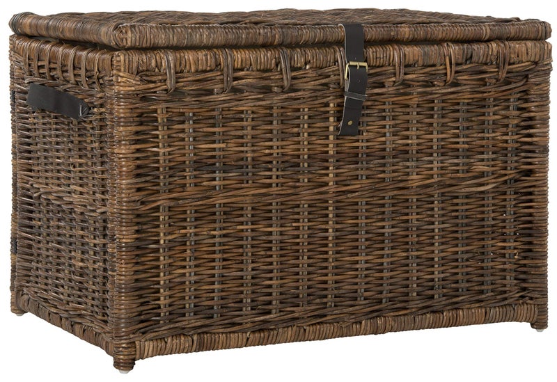 happimess HPM9004A Michael Wicker Trunk Collapsible for Flat Storage RattanSarang Buaya Coastal for Office Dorm Living Bedroom Dining Room 35 Brown