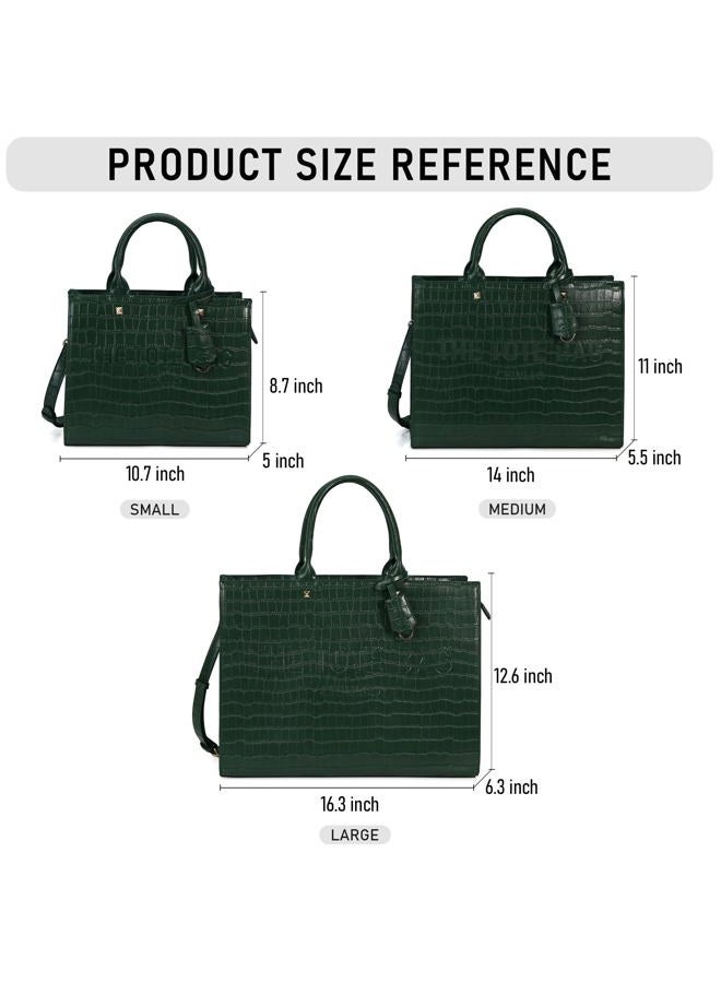 Chinllo Tote Bag for Women Top Handle Stachel Purse and Handbags with Shoulder Strap, Green-crocodile, Small 10.7 IN - Image 2